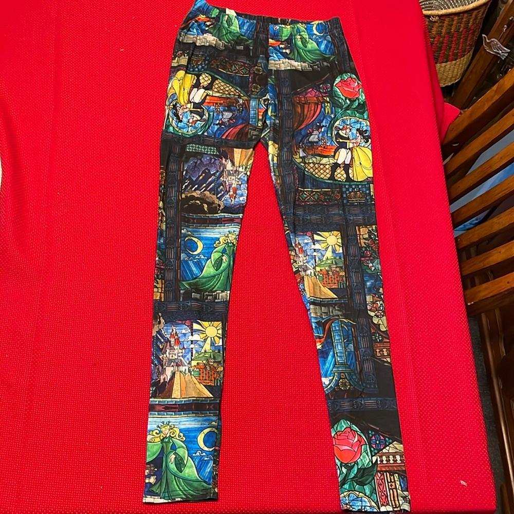 Disneys Beauty and the Beast leggings, size medium